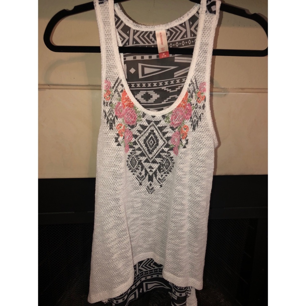 No boundaries white and multi colored tank